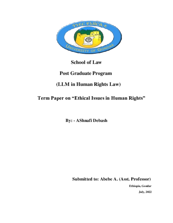 (PDF) Ethical issues of human rights