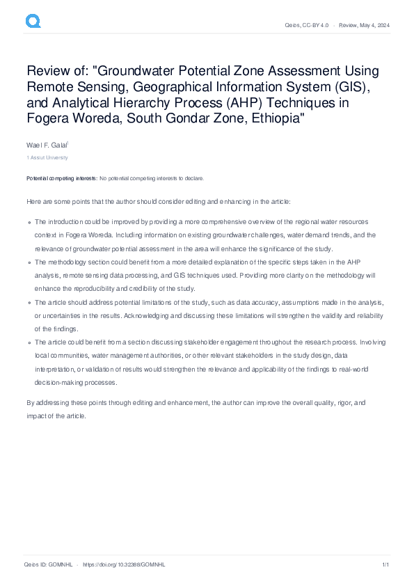 (PDF) Review of: "Groundwater Potential Zone Assessment Using Remote ...