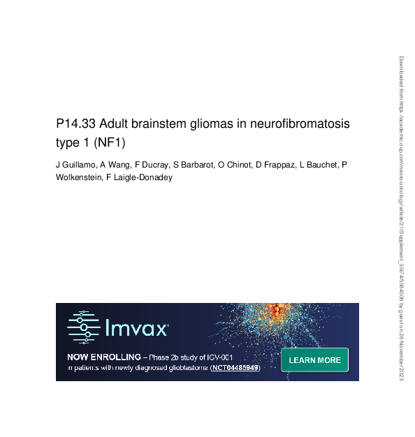 (PDF) P14.33 Adult brainstem gliomas in neurofibromatosis type 1 (NF1)