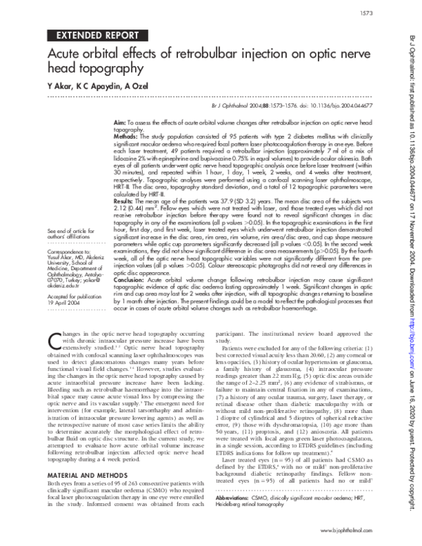(PDF) Acute orbital effects of retrobulbar injection on optic nerve ...