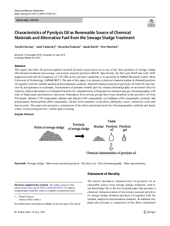 (PDF) Characteristics of Pyrolysis Oil as Renewable Source of Chemical ...