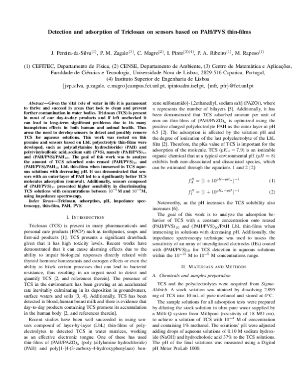 (PDF) Detection and adsorption of Triclosan on sensors based on PAH/PVS ...