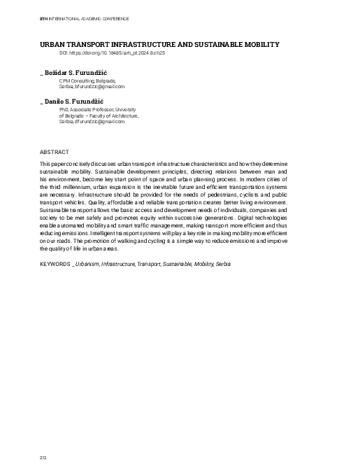 (PDF) Urban Transport Infrastructure and Sustainable Mobility