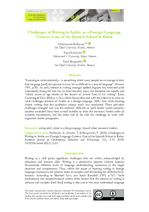 (PDF) Challenges of Writing in Arabic as a Foreign Language Context ...