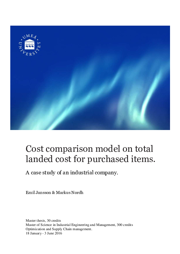 (PDF) Cost comparison model on total landed cost for purchased items ...