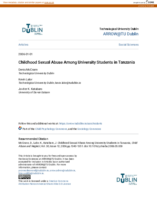 (PDF) Childhood sexual abuse among university students in Tanzania