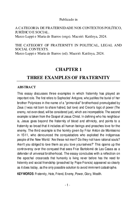 (PDF) CAPÍTULO 1- THREE EXEMPLES OF FRATERNITY