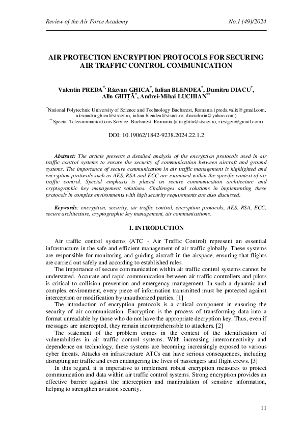 (PDF) Air Protection Encryption Protocols for Securing Air Traffic ...