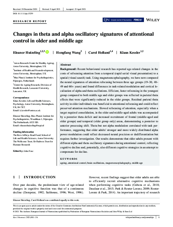(PDF) Changes in theta and alpha oscillatory signatures of attentional ...