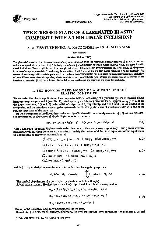 (PDF) The stressed state of a laminated elastic composite with a thin ...