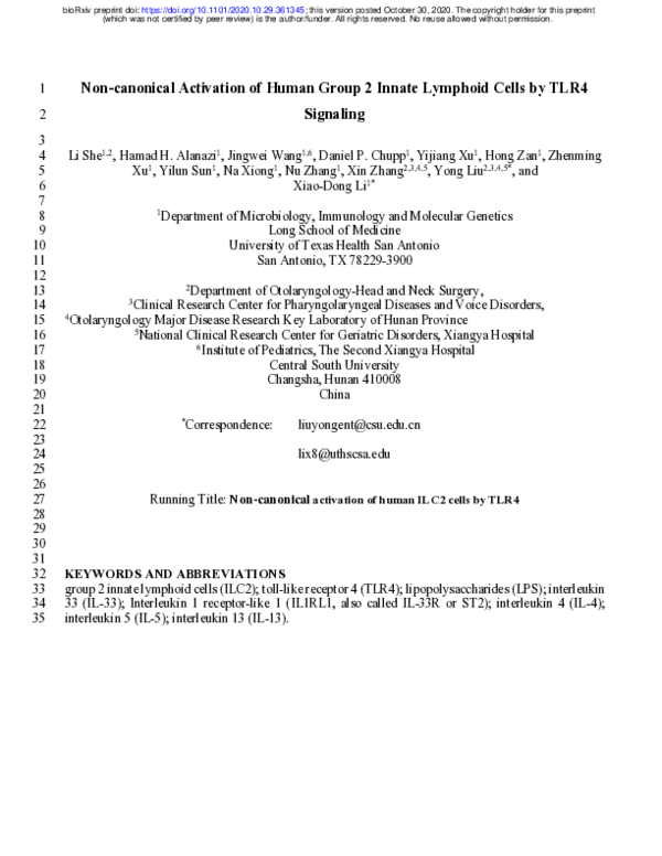 (PDF) Non-canonical Activation of Human Group 2 Innate Lymphoid Cells ...