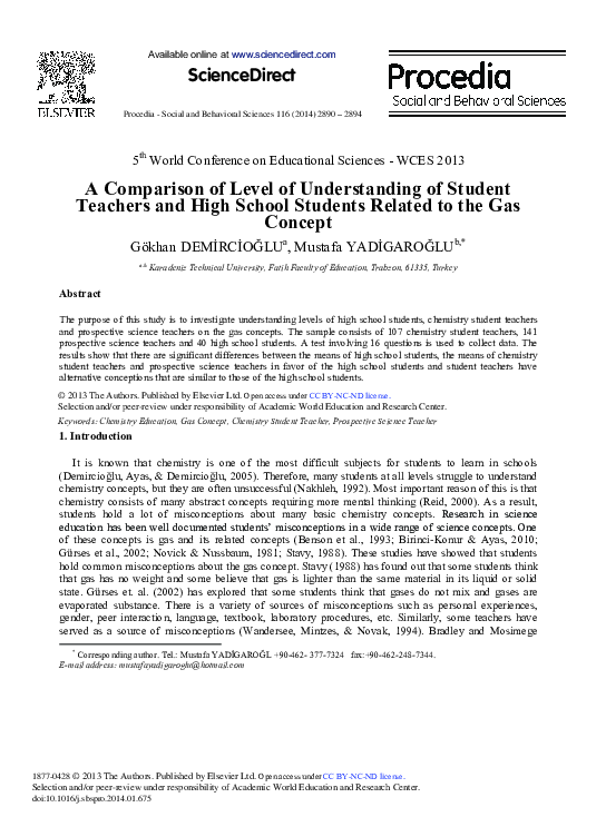 (PDF) A Comparison of Level of Understanding of Student Teachers and ...