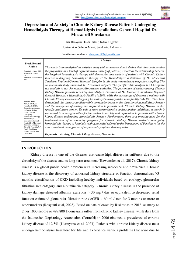 (PDF) Depression and Anxiety in Chronic Kidney Disease Patients ...