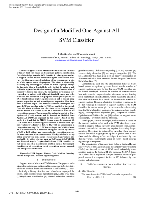 (PDF) Design of a modified one-against-all SVM classifier | J ...