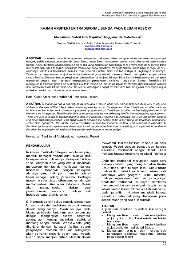 (PDF) Kajian Arsitektur Tradisional Sunda Pada Desain Resort