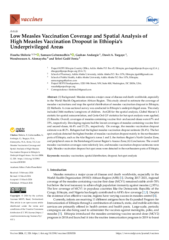 (PDF) Low Measles Vaccination Coverage and Spatial Analysis of High ...