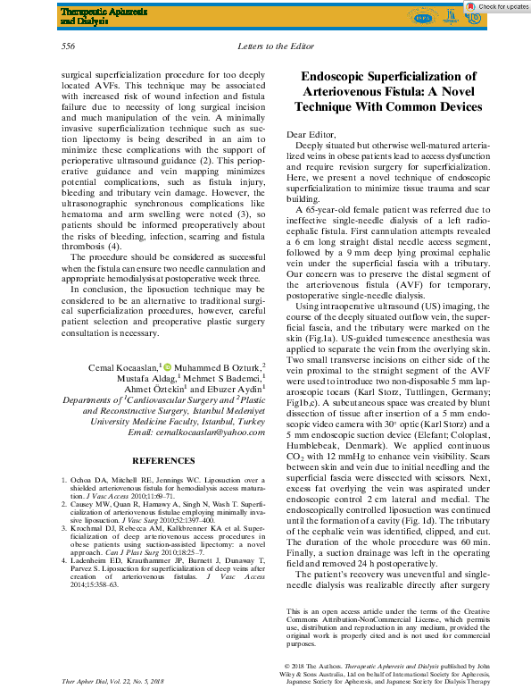 (PDF) Ther Apher Dial 2018 Isaak Endoscopic Superficialization of ...