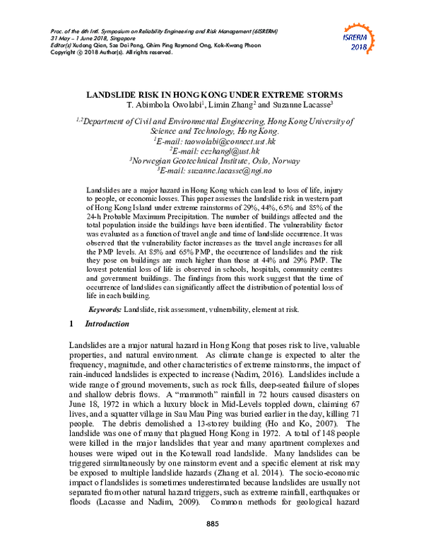 (PDF) Landslide Risk in Hong Kong under Extreme Storms