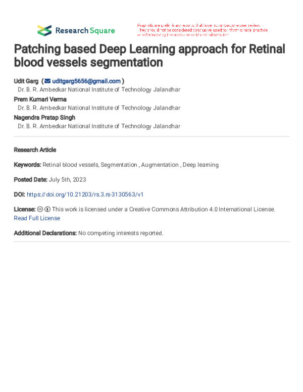 Pdf Patching Based Deep Learning Approach For Retinal Blood Vessels Pdf Patching Based Deep Learning Approach For Retinal Blood Vessels