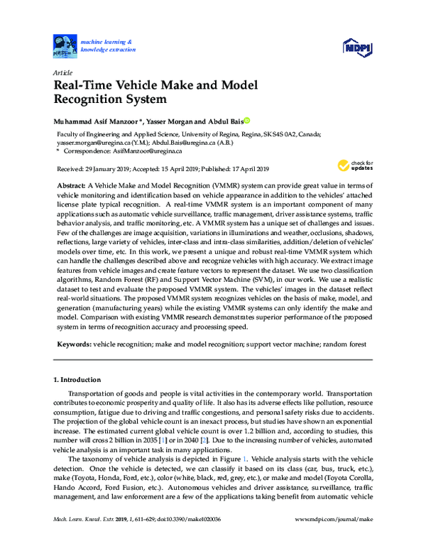 (PDF) Real-Time Vehicle Make and Model Recognition System