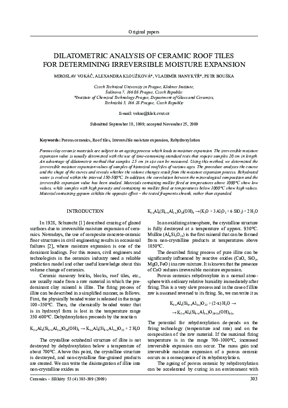 (PDF) Dilatometric Analysis of Ceramic Roof Tiles for Determining ...
