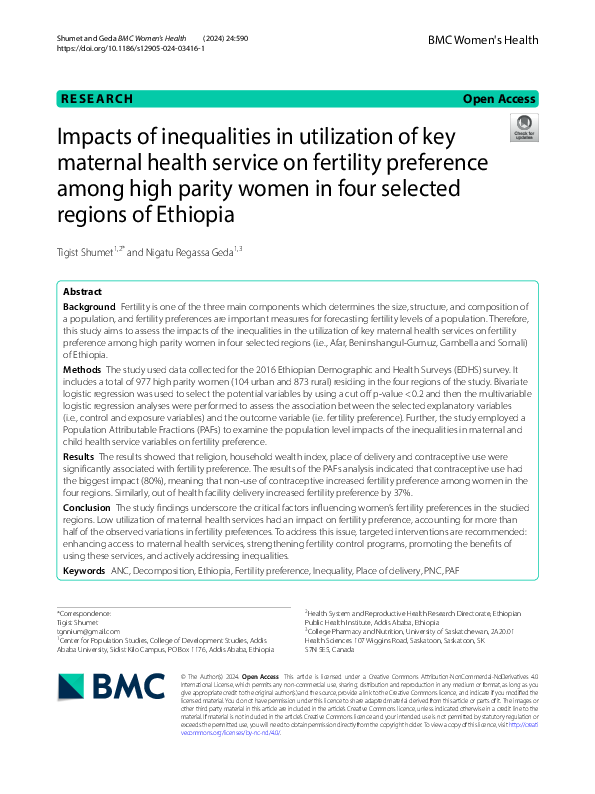 (PDF) Impacts of inequalities in utilization of key maternal health ...
