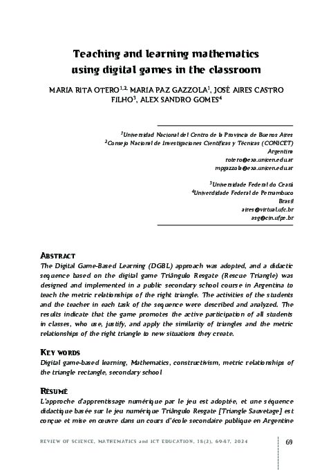 (PDF) Teaching and learning mathematics using digital games in the ...