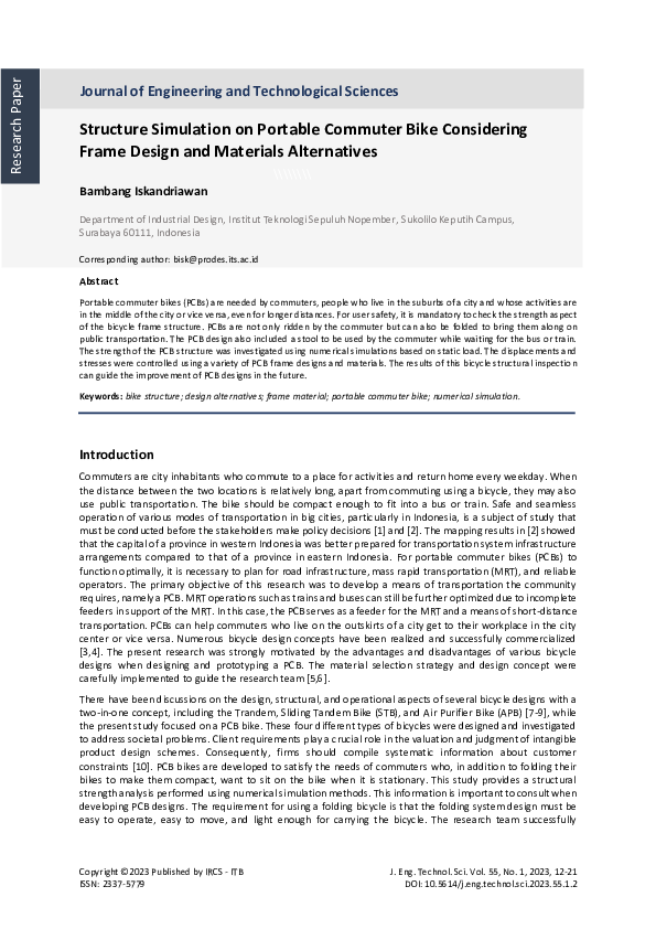 Photo inspiration: Pdf Structure Simulation On Portable Commuter Bike Considering Frame Photo Inspiration