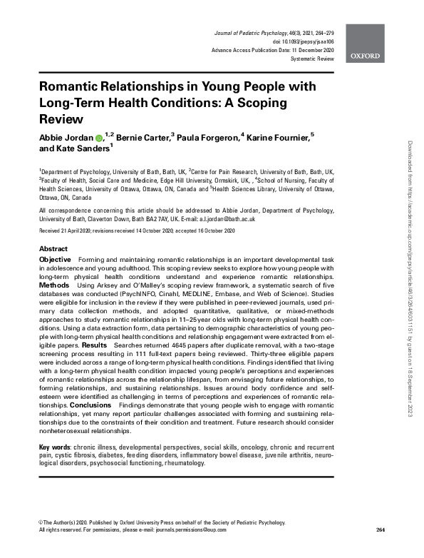 (PDF) Romantic Relationships in Young People with Long-Term Health ...