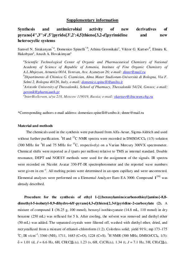(PDF) Synthesis and antimicrobial activity of new derivatives of pyrano ...