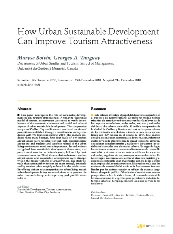 (PDF) How Urban Sustainable Development Can Improve Tourism Attractiveness