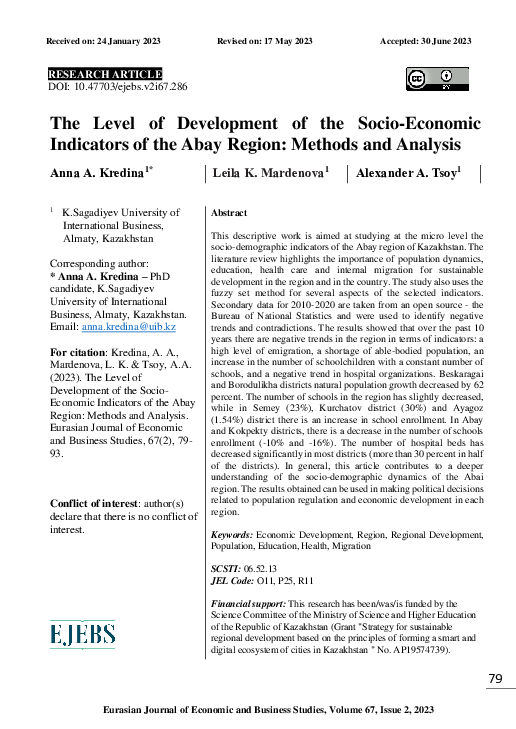 (PDF) The Level of Development of the Socio-Economic Indicators of the ...