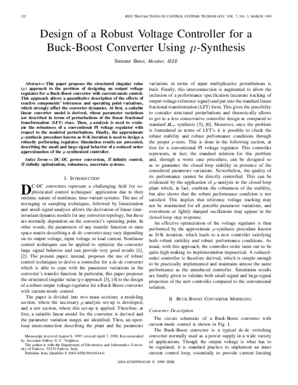 (PDF) Design of a robust voltage controller for a buck-boost converter ...