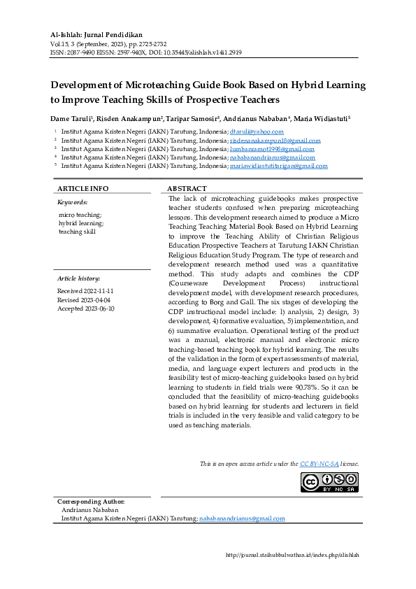 (PDF) Development of Microteaching Guide Book Based on Hybrid Learning ...