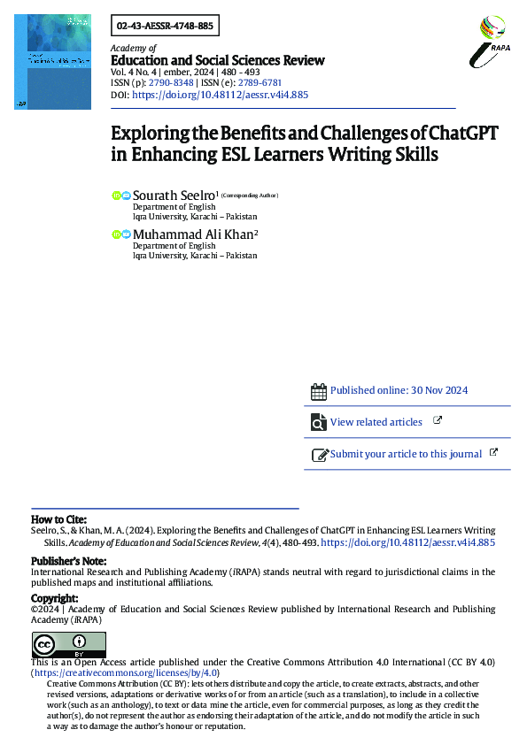(PDF) Exploring the Benefits and Challenges of ChatGPT in Enhancing ESL ...