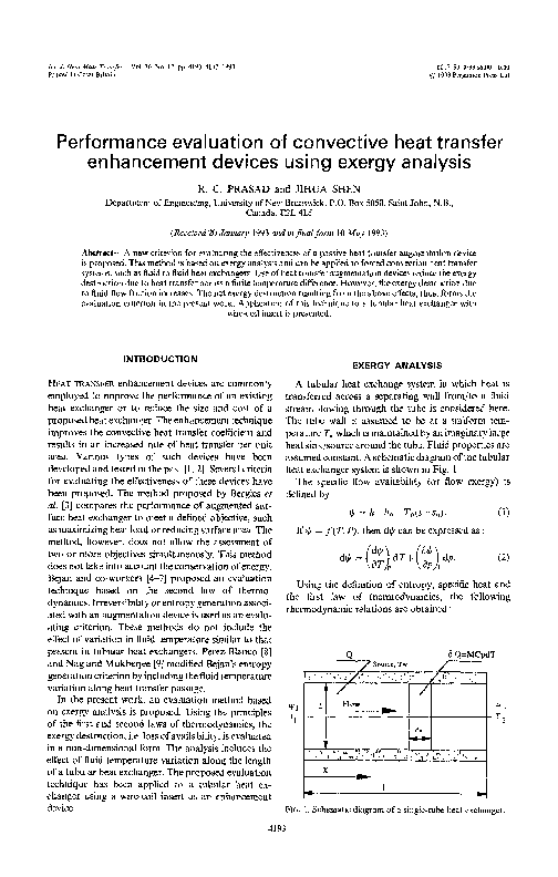 (PDF) Performance evaluation of convective heat transfer enhancement ...