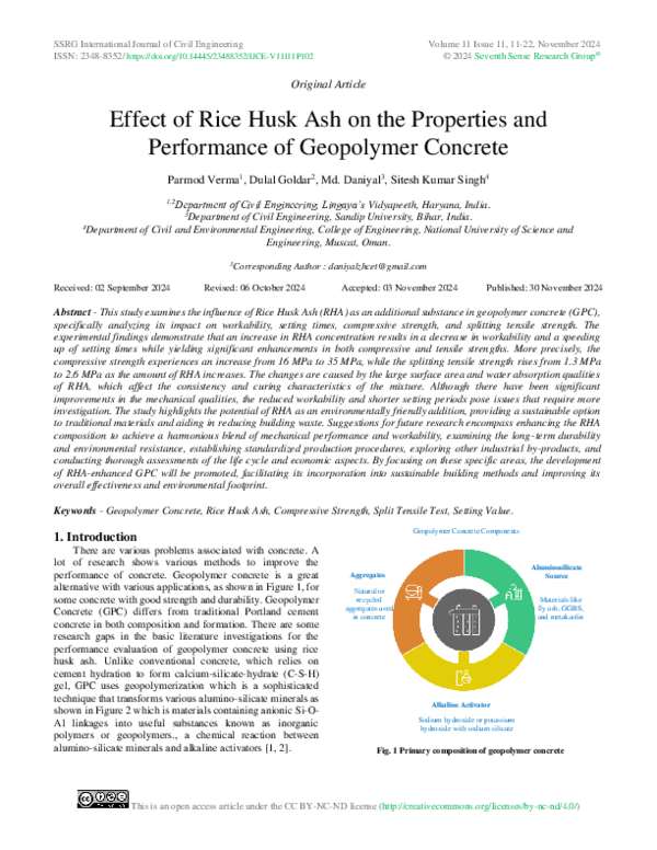 (PDF) Effect of Rice Husk Ash on the Properties and Performance of ...