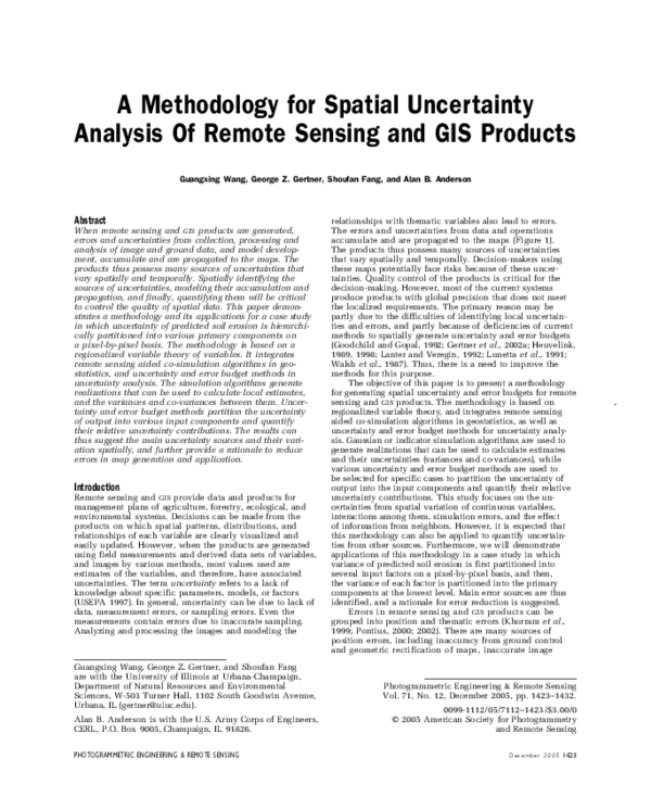 (PDF) A Methodology for Spatial Uncertainty Analysis Of Remote Sensing ...