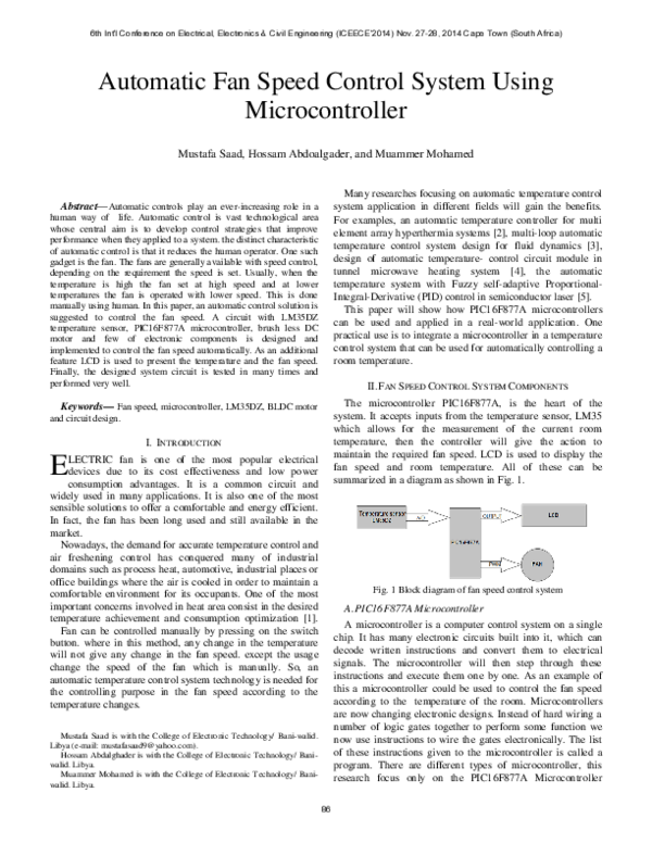 (PDF) Automatic Fan Speed Control System Using Microcontroller