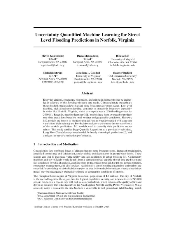 (PDF) Uncertainty Quantified Machine Learning for Street Level Flooding ...