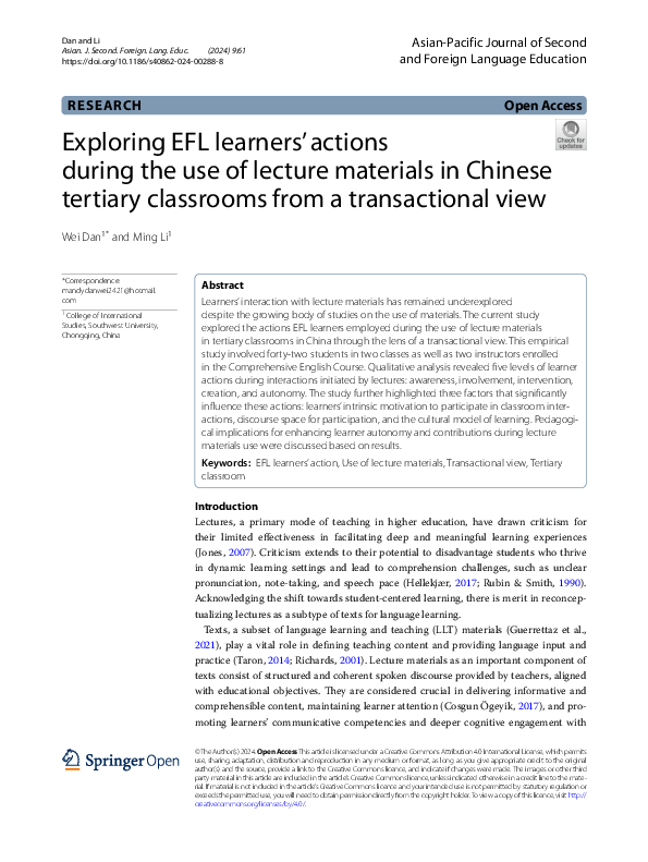 (PDF) Exploring EFL learners' actions during the use of lecture ...