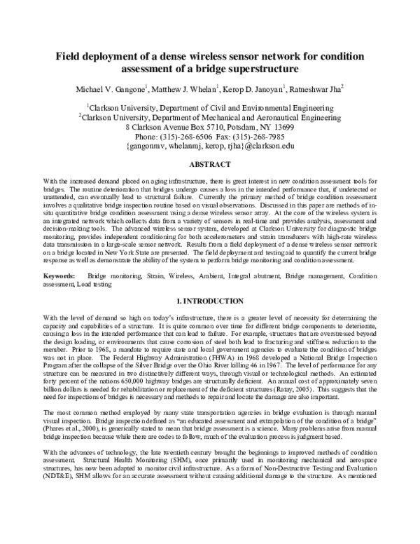 (PDF) Field deployment of a dense wireless sensor network for condition ...