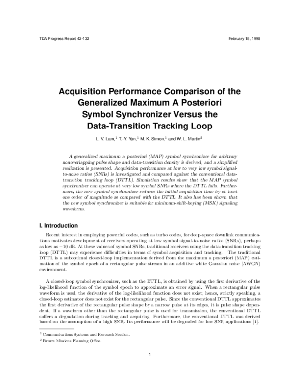 (PDF) Acquisition Performance Comparision of the Generalized Maximum A ...