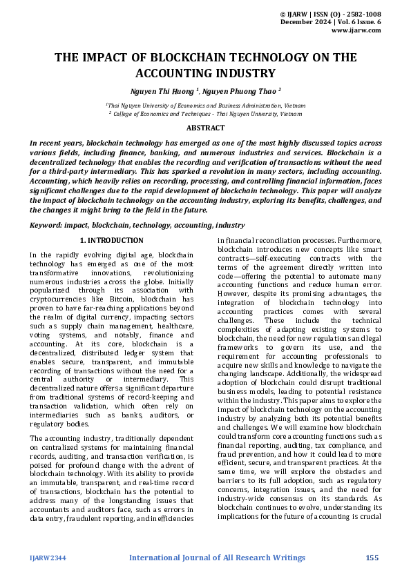 (PDF) THE IMPACT OF BLOCKCHAIN TECHNOLOGY ON THE ACCOUNTING INDUSTRY