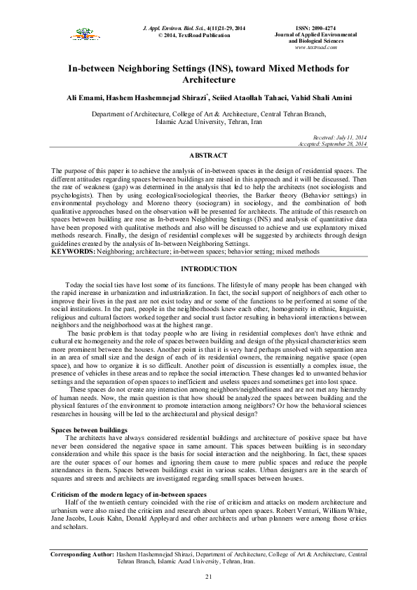(PDF) In-between Neighboring Settings (INS), toward Mixed Methods for ...