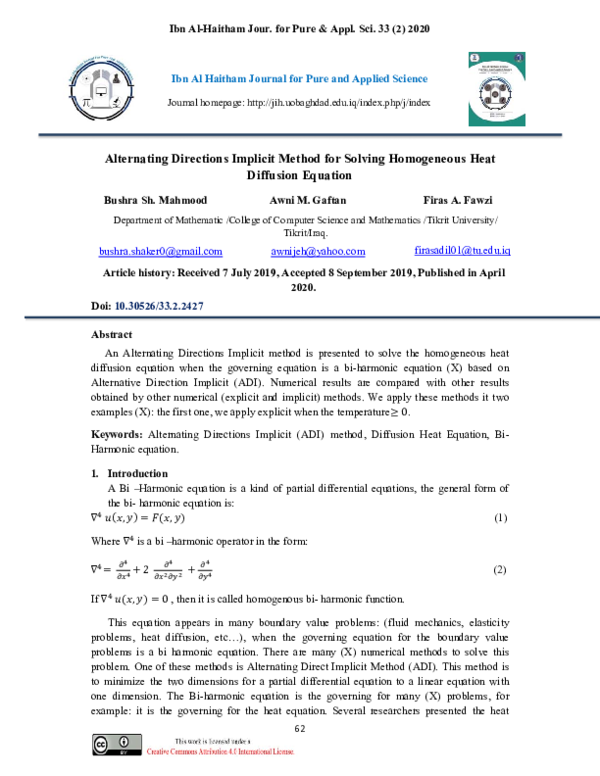 (PDF) Alternating Directions Implicit Method for Solving Homogeneous ...