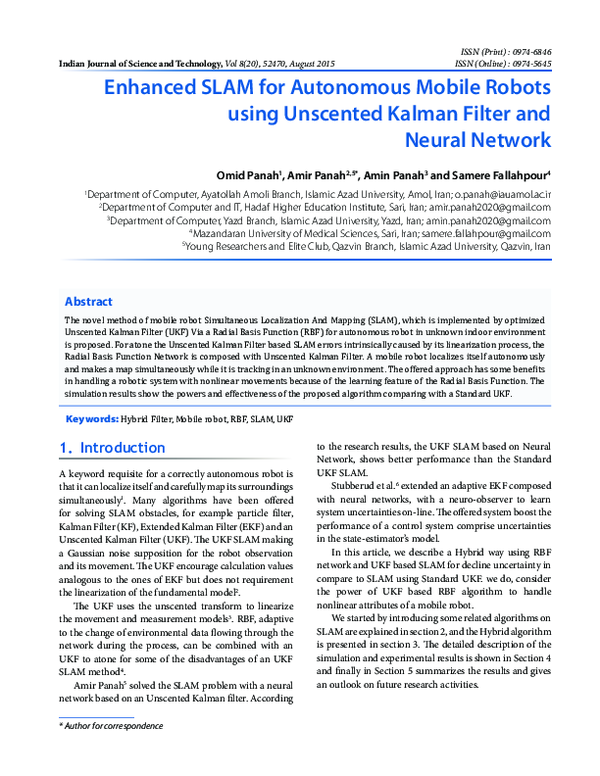 (PDF) Enhanced SLAM for Autonomous Mobile Robots using Unscented Kalman ...