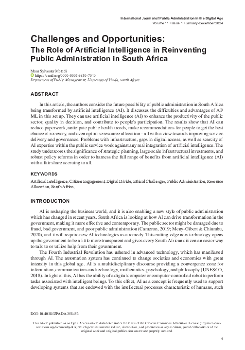 (PDF) The Role of Artificial Intelligence in Reinventing Public ...
