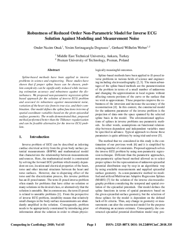 (PDF) Robustness of Reduced Order Non-Parametric Model for Inverse ECG ...