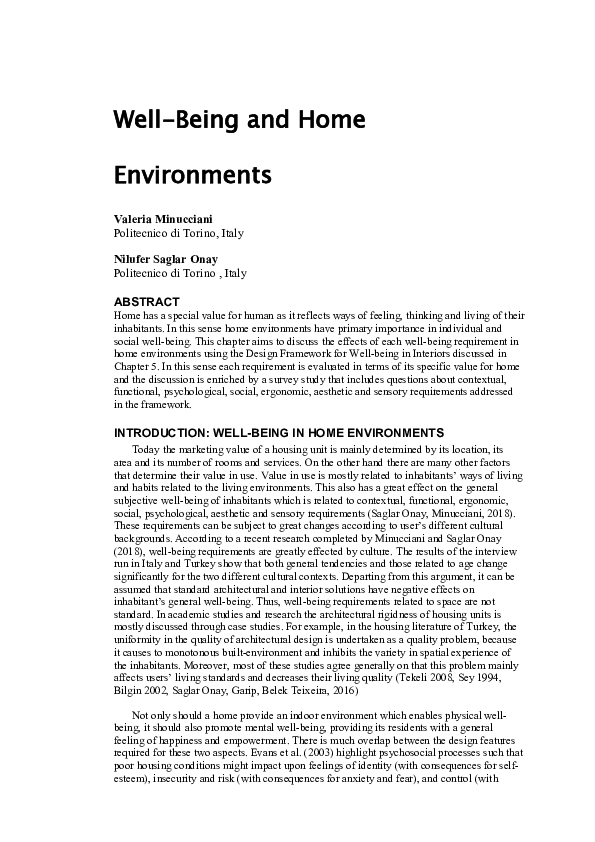 (PDF) Well-Being and Home Environments